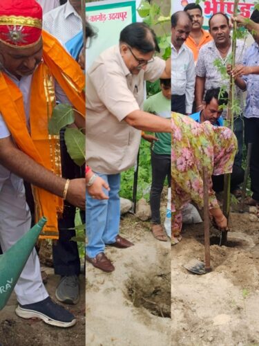 एक पेड़ भीण्डर के नाम अभियान में विधायक व पूर्व विधायकों ने किया पौधारोपण