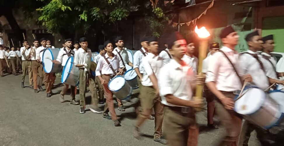 संघ शताब्दी वर्ष पर भीण्डर में भव्य मशाल पथ संचलन