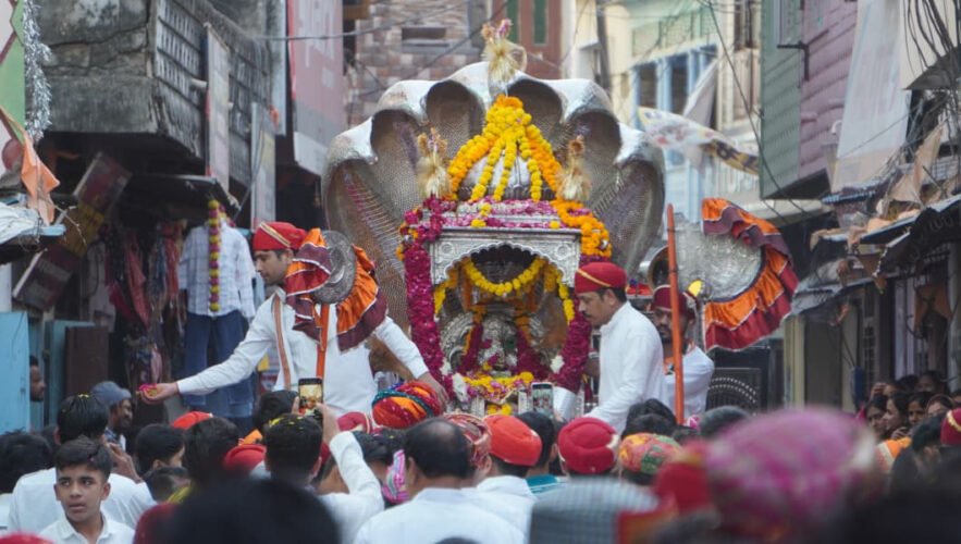 शेषनाथ सिंहासन पर विराज ठाकुरजी निकले नगर भ्रमण पर, पुष्पवर्षा में डूबा भीण्डर